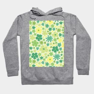 retro green florals, lime green, groovy 60s pattern, 70s flowers, green flowers, girly, for teen girl Hoodie